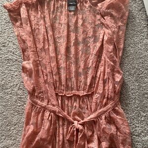 Rue21 Blush Lace sheer sleeveless tie cardigan